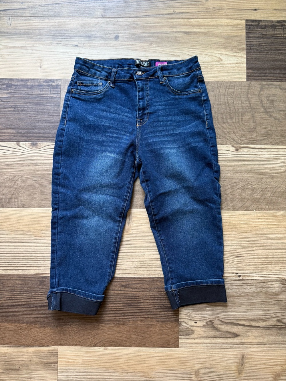 Faith Jeans Dark Blue Women’s Stretch Denim Crop Jeans Beach Summer Vacation